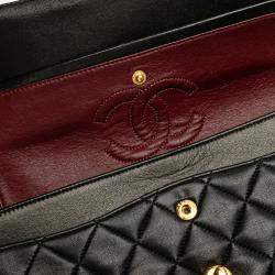Pre Owned Chanel Black Small Classic Lambskin Double Flap