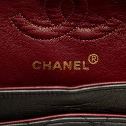 Pre Owned Chanel Black Small Classic Lambskin Double Flap