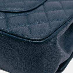 Pre Owned Chanel Blue Medium Classic Caviar Double Flap