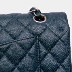 Pre Owned Chanel Blue Medium Classic Caviar Double Flap