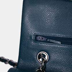 Pre Owned Chanel Blue Medium Classic Caviar Double Flap