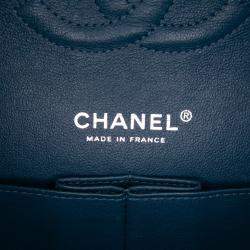 Pre Owned Chanel Blue Medium Classic Caviar Double Flap