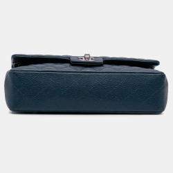 Pre Owned Chanel Blue Medium Classic Caviar Double Flap
