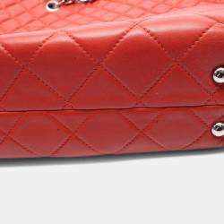 Pre Owned Chanel Red CC Quilted Lambskin Chain Tote