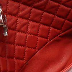 Pre Owned Chanel Red CC Quilted Lambskin Chain Tote
