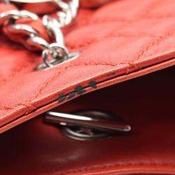 Pre Owned Chanel Red CC Quilted Lambskin Chain Tote