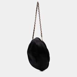 Pre Owned Chanel Black Lambskin and Satin Camellia Flower Evening Bag