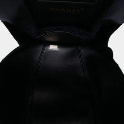 Pre Owned Chanel Black Lambskin and Satin Camellia Flower Evening Bag