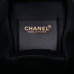 Pre Owned Chanel Black Lambskin and Satin Camellia Flower Evening Bag