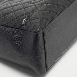 Pre Owned Chanel Black Quilted Caviar Leather Grand Shopper Tote