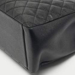 Pre Owned Chanel Black Quilted Caviar Leather Grand Shopper Tote