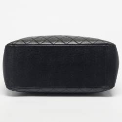 Pre Owned Chanel Black Quilted Caviar Leather Grand Shopper Tote