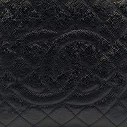 Pre Owned Chanel Black Quilted Caviar Leather Grand Shopper Tote