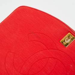 Pre Owned Chanel Red Quilted Jersey Diana Flap Bag