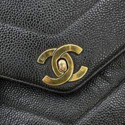 Pre Owned Chanel V Stitch Chain shoulder Bag Black Caviar Leather