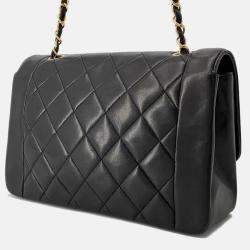 Pre Owned Chanel Diana Chain shoulder Bag Black Lambskin