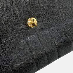 Pre Owned Chanel Mademoiselle Single Flap Chain Shoulder Bag Black Caviar Leather Size 30