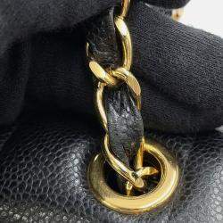 Pre Owned Chanel Mademoiselle Single Flap Chain Shoulder Bag Black Caviar Leather Size 30