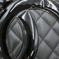 Pre Owned Chanel Cambon Line Tote Bag Black Leather Size Large