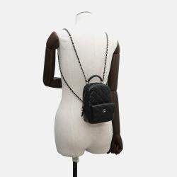 Pre Owned Chanel Matelasse Timeless Classics Mini Backpack Black Caviar Leather