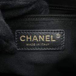 Pre Owned Chanel Deauvilleshoulder Bag Black Calf Leather