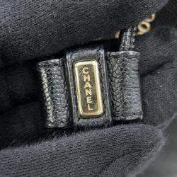 Pre Owned Chanel Deauvilleshoulder Bag Black Calf Leather