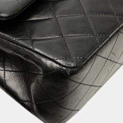 Pre Owned Chanel Black Medium Classic Lambskin Double Flap