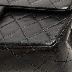 Pre Owned Chanel Black Medium Classic Lambskin Double Flap