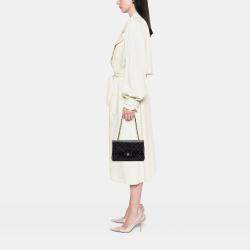 Pre Owned Chanel Black Medium Classic Lambskin Double Flap