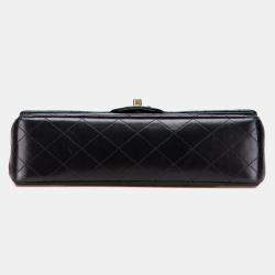 Pre Owned Chanel Black Medium Classic Lambskin Double Flap