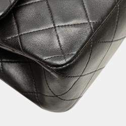 Pre Owned Chanel Black Medium Classic Lambskin Double Flap