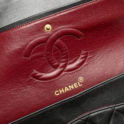 Pre Owned Chanel Black Medium Classic Lambskin Double Flap