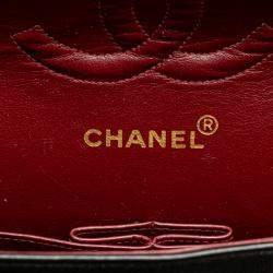 Pre Owned Chanel Black Medium Classic Lambskin Double Flap