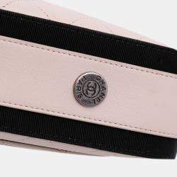Pre Owned Chanel Pink Calfskin Grosgrain Stitched Button Up Camera Case