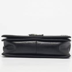 Pre Owned Chanel Black/Beige Quilted Leather New Medium Boy Flap Bag