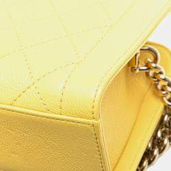 Pre Owned Chanel Yellow Mini Calfskin Label Click Shopping Tote