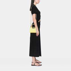 Pre Owned Chanel Yellow Mini Calfskin Label Click Shopping Tote