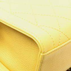 Pre Owned Chanel Yellow Mini Calfskin Label Click Shopping Tote