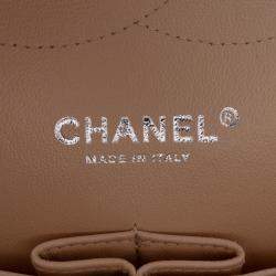 Pre Owned Chanel Beige Jumbo Classic Lambskin Double Flap