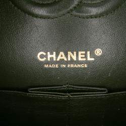 Pre Owned Chanel Black Medium Chevron Calfskin Coco Pleats Double Flap