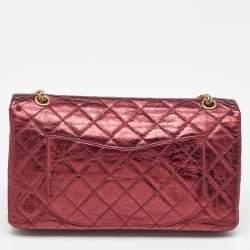 Pre Owned حقيبة شانيل كلاسيك 227 ريشيو 2.55 جلد مجعد أسود مبطن بقلاب