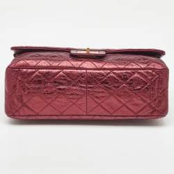 Pre Owned حقيبة شانيل كلاسيك 227 ريشيو 2.55 جلد مجعد أسود مبطن بقلاب