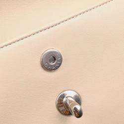 Pre Owned Chanel Coco Eyelets Round White Calfskin Flap Shoulder Bag