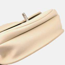 Pre Owned Chanel Coco Eyelets Round White Calfskin Flap Shoulder Bag