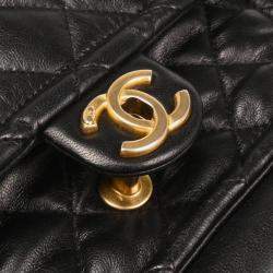Pre Owned Chanel 2way Black Lambskin Handbag