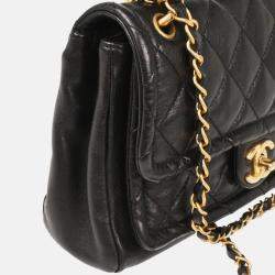 Pre Owned Chanel 2way Black Lambskin Handbag