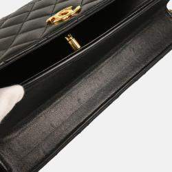 Pre Owned Chanel Turnlock Small Full Flap Black Lambskin Shoulder Bag