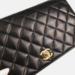Pre Owned Chanel Turnlock Small Full Flap Black Lambskin Shoulder Bag