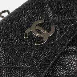 Pre Owned Chanel Shoulder Bag Black Calfskin Shoulder Bag