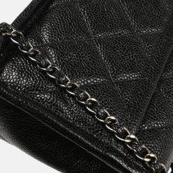 Pre Owned Chanel Shoulder Bag Black Calfskin Shoulder Bag